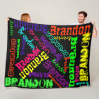 Black Blanket Colourful Bright Neon Name Collage