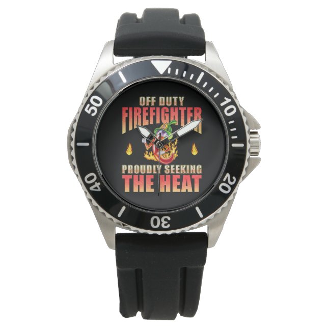 Black Blazing Hero Fireman Chilli Cartoon Characte Watch (Front)