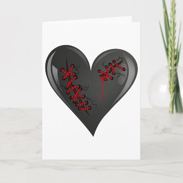 Black Bleeding Cut Open Broken Healing Heart Goth  Card (Front)