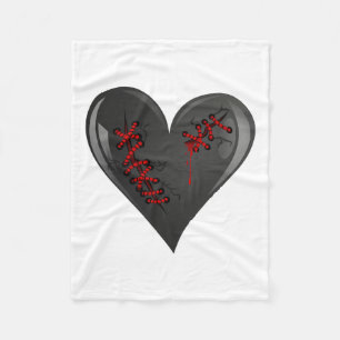 Black Bleeding Cut Open Broken Healing Heart Goth Fleece Blanket