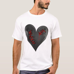 Black Bleeding Cut Open Broken Healing Heart Goth T-Shirt
