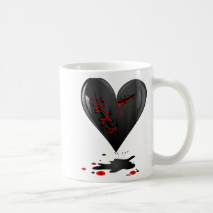 Black Bleeding Cut Open Broken Heart Goth Valentin Coffee Mug
