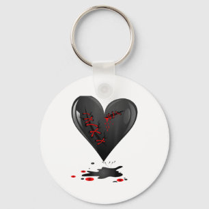 Black Bleeding Cut Open Broken Heart Goth Valentin Key Ring