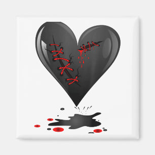 Black Bleeding Cut Open Broken Heart Goth Valentin Magnet