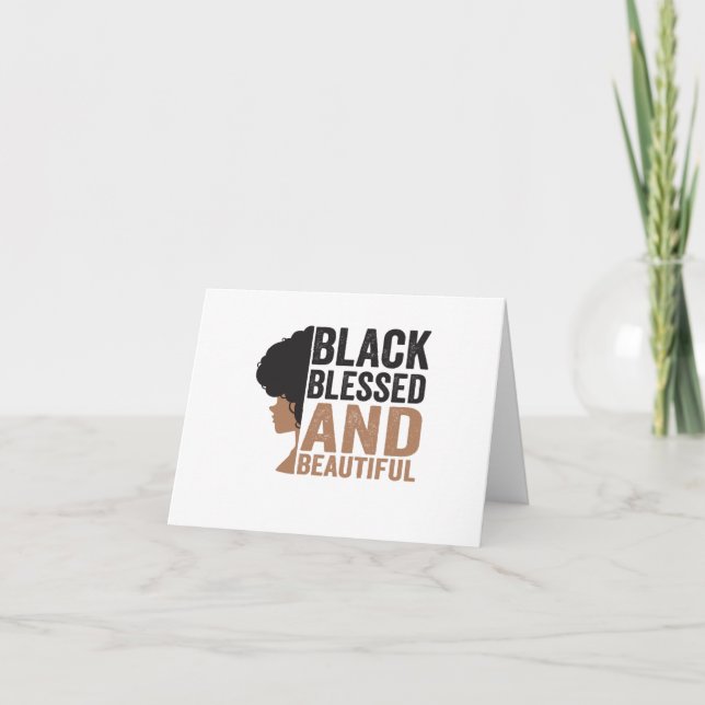 Black Blessed and Beautiful Afro History Month Thank You Card (Front)