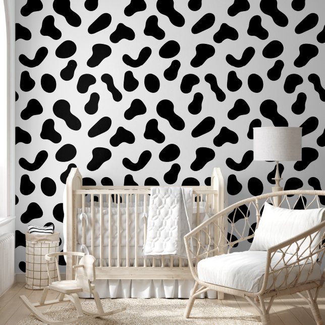 Black Blobs Flat Pattern Wallpaper (Kids)