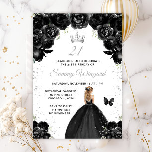 Black Blonde Hair Princess Birthday Party Invitation