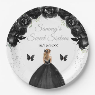 Black Blonde Hair Princess Sweet Sixteen Paper Plate