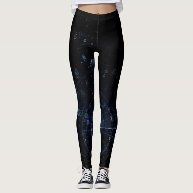 Black Blue Abstract Background Leggings (Front)