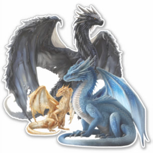 Black Blue and Gold Dragons