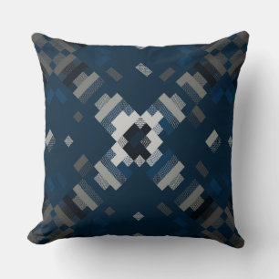 Black, Blue and Grey Geometric Abstract Cushion