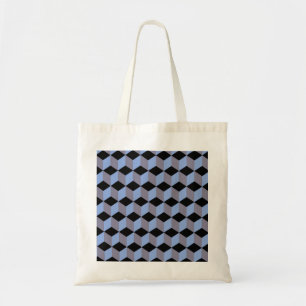 Black Blue and Heather Isometric Cube Patterns Tote Bag