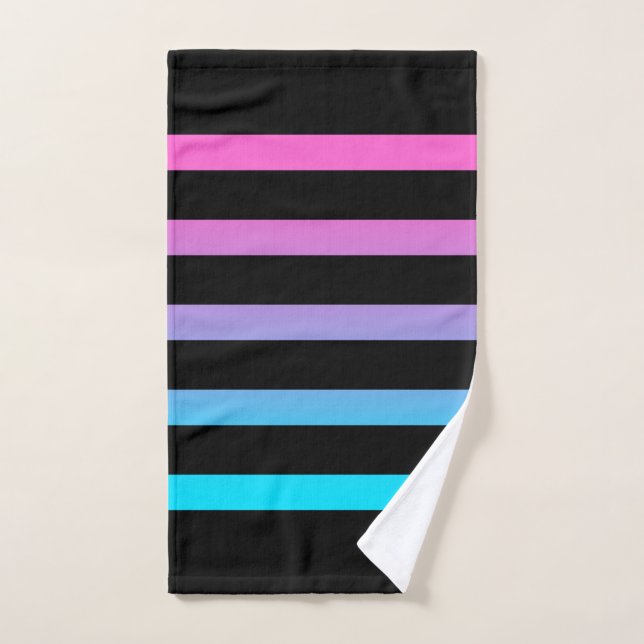 Black, blue and pink stripes bath towel set (Hand Towel)