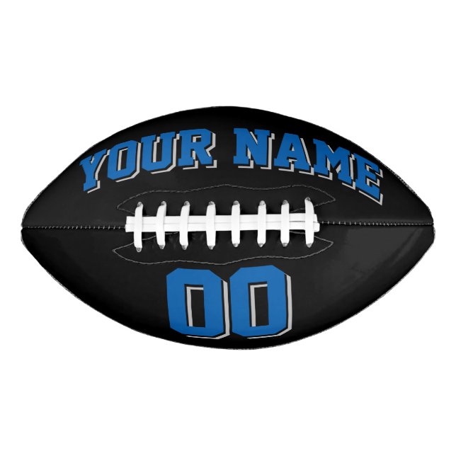 BLACK BLUE AND SILVER GRAY Custom Football (Front)