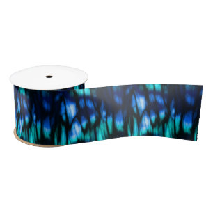 Black Blue and Turquoise abstract  Satin Ribbon