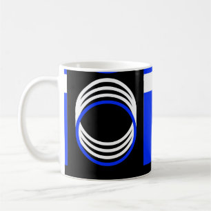 Black Blue and White Circles Modern Mug