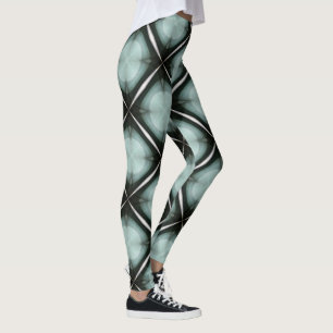 Black Blue and White Geometric Diamonds Leggings