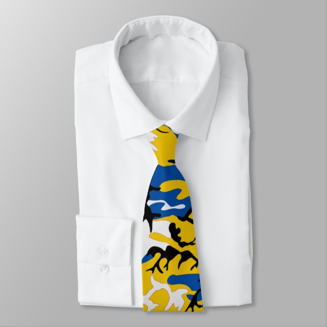 Black Blue and Yellow Camo Tie (Tied)