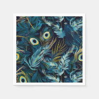 Black, blue and yellow peacock feathers pattern