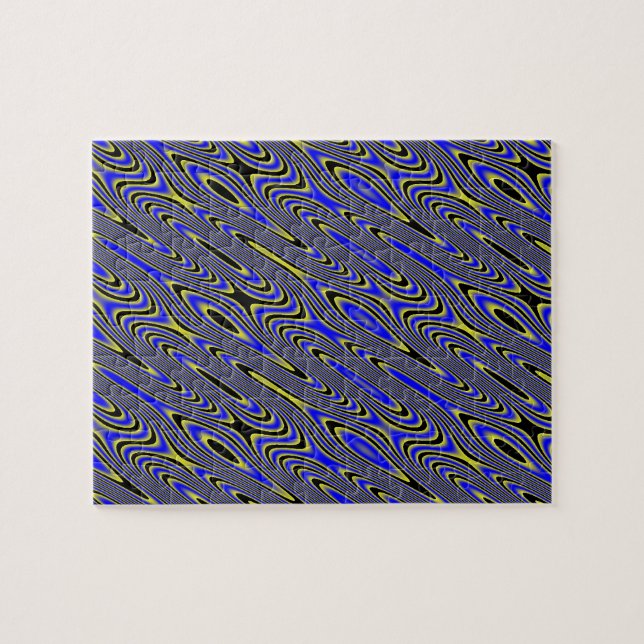 Black Blue And Yellow Swirly Difficult Puzzle (Horizontal)