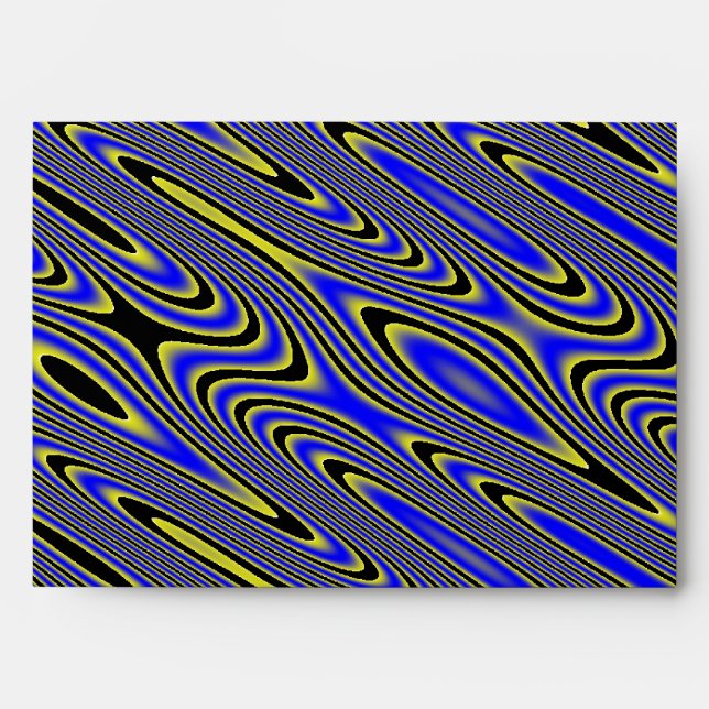 Black blue and Yellow Swirly Pattern Envelope (Front)