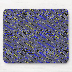 Black blue and Yellow Swirly Pattern Mousepad