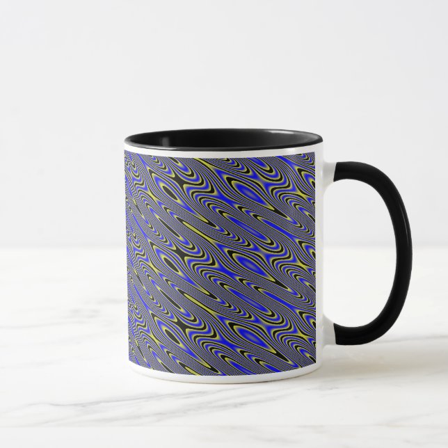 Black blue and Yellow Swirly Pattern Mug (Right)