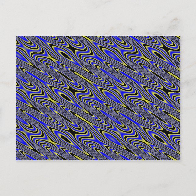 Black blue and Yellow Swirly Pattern Postcard (Front)