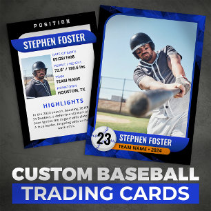 Black & Blue Baseball Trading Card Baseball Player