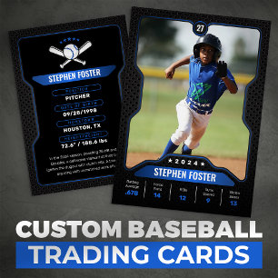 Black & Blue Baseball Trading Card with Stats