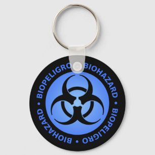 Black & Blue Bilingual Biohazard Symbol Keychain