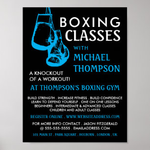Black & Blue Boxing Gloves, Boxing Class Advert Poster