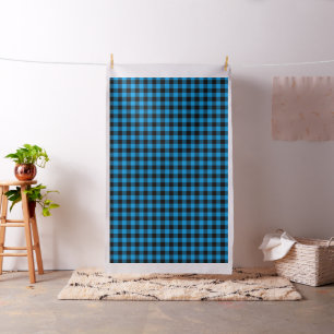 Black Blue Buffalo Plaid Pattern Lumberjack Fabric