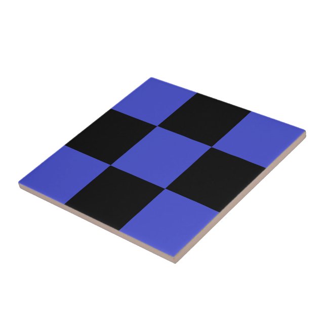 Black Blue Check Ceramic Tile (Side)