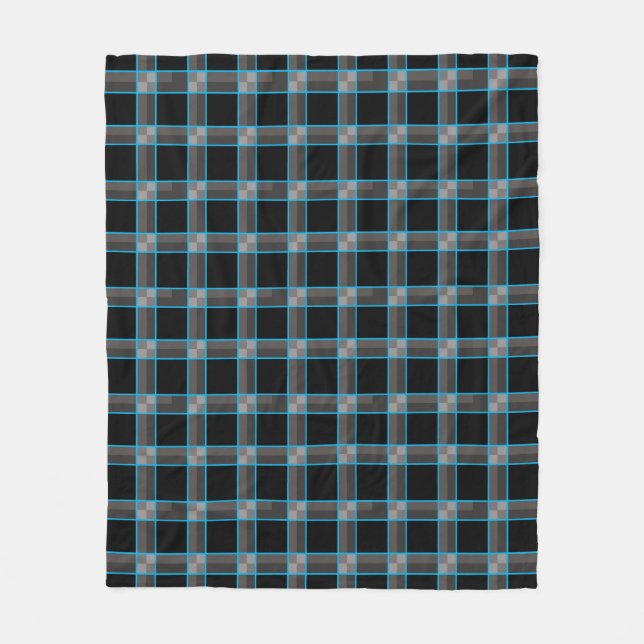 Black Blue Check Fleece Blanket (Front)