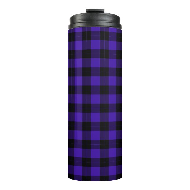 Black Blue Check Thermal Tumbler (Front)