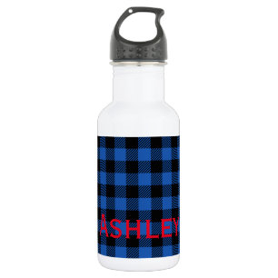 Black Blue Chequered Buffalo Pattern Personalise 532 Ml Water Bottle