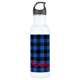 Black Blue Chequered Buffalo Pattern   Personalise 710 Ml Water Bottle