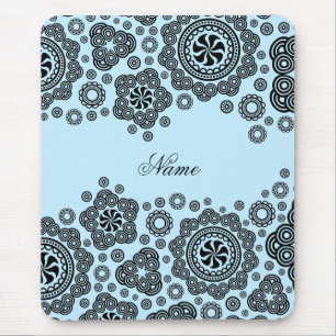 Black & Blue Circles Pattern Mouse Pad