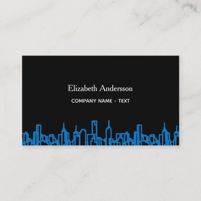 Black blue city skyline business real estate business card (Front)