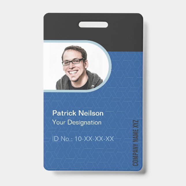 Black Blue Corporate Employee Photo ID Badge (Front)