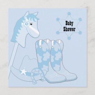 Black Blue Cowboy Baby Shower Invitation