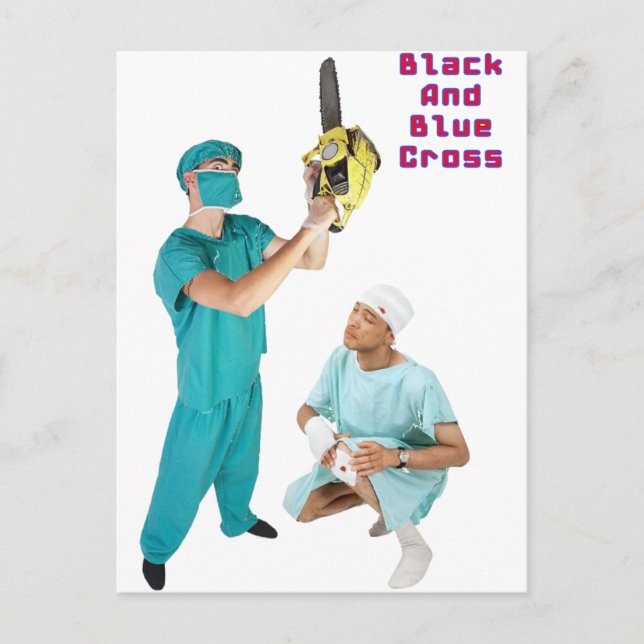 Black & Blue Cross Postcard (Front)
