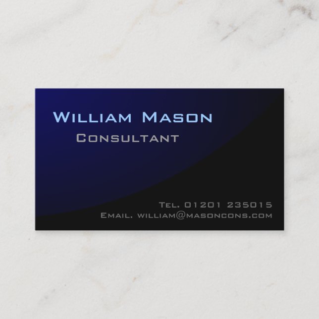 Black Blue Curved, Professional Business Card (Front)