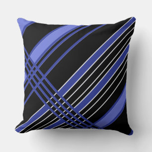 Black & Blue Diagonal Stripes Cushion