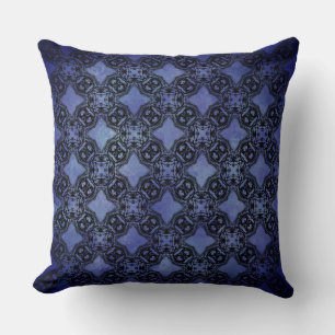 Black & Blue Diamond Chains Pattern Cushion