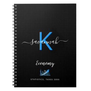 Black blue economy office name notebook