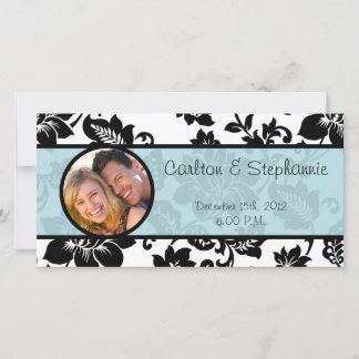 Black/Blue Floral Damask Photo Announcement