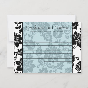 Black/Blue Floral Damask Wedding Advice Card