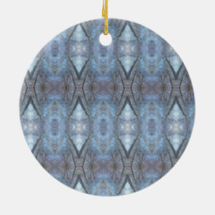 Black Blue Geometric Cross Diamonds Pattern Ceramic Ornament